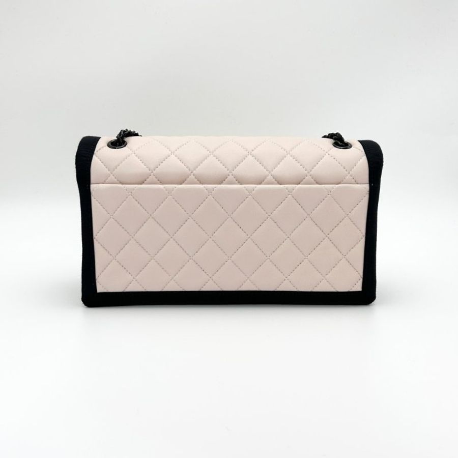 CHANEL 黑粉色肩背斜背包26.5*14*8 98新配件塵袋保卡-4