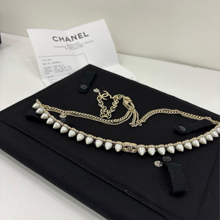 Chanel 香奈兒 22珍珠雙c腰鍊 超級美 又可以當項鍊,一條鍊子二種用法 閒置未使用 有購證-0