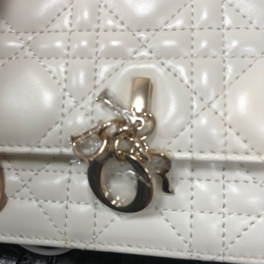 99新 迪奧/Dior WOC白色羊皮鏈條包 lady小號 斜挎包 22年編碼 21x12x4cm-7