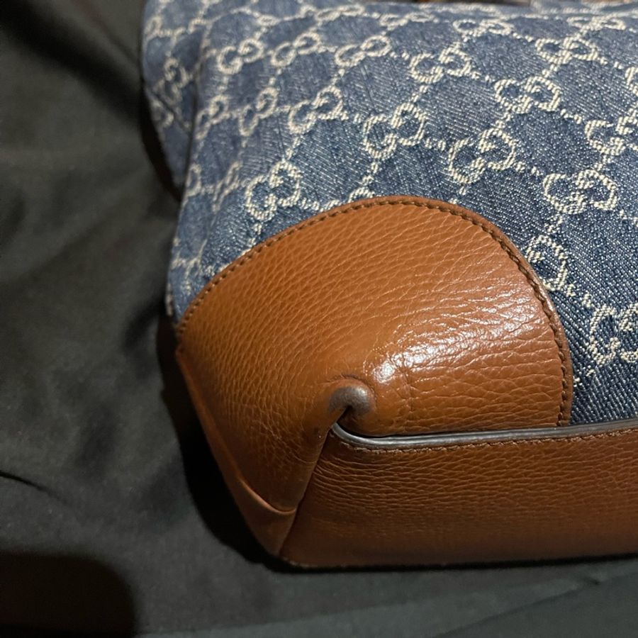 Gucci Tote 金釦老花牛仔大托特包(38x13x26)-35