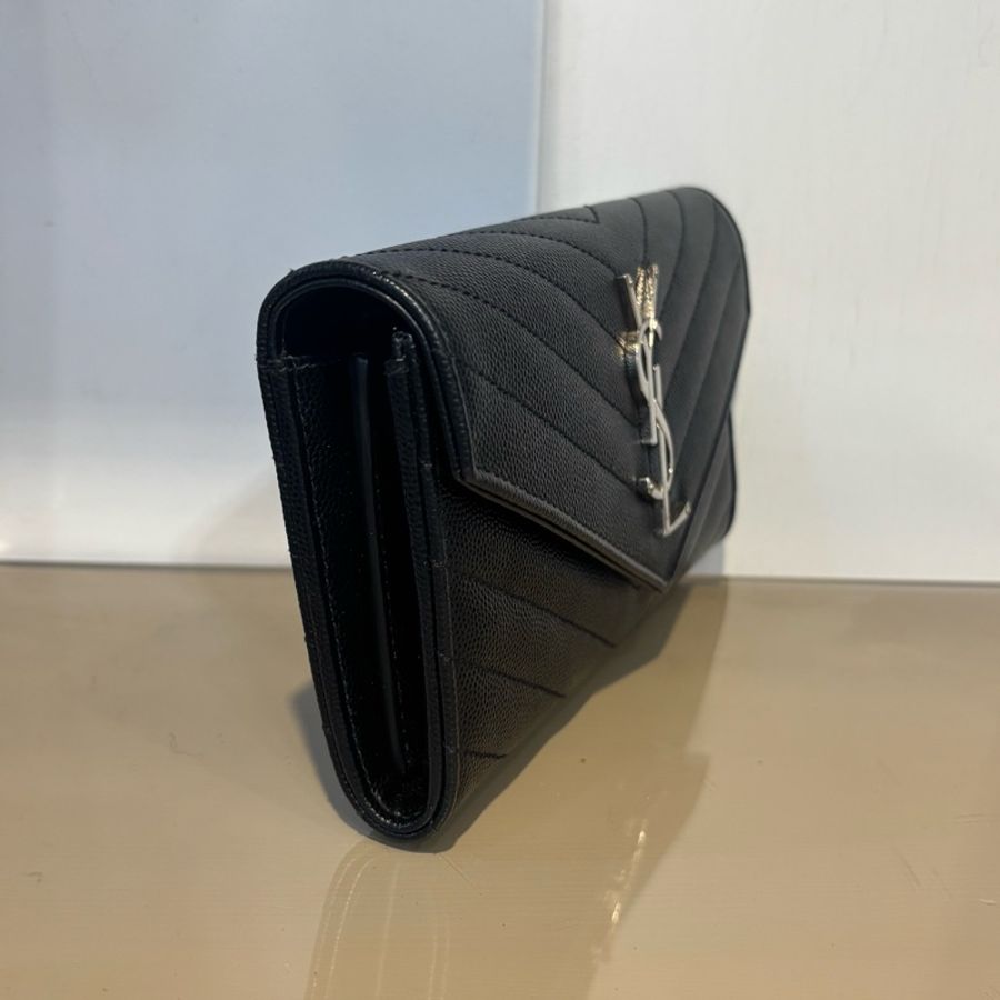 YSL 黑荔枝牛皮Cassandre 12卡長夾-2