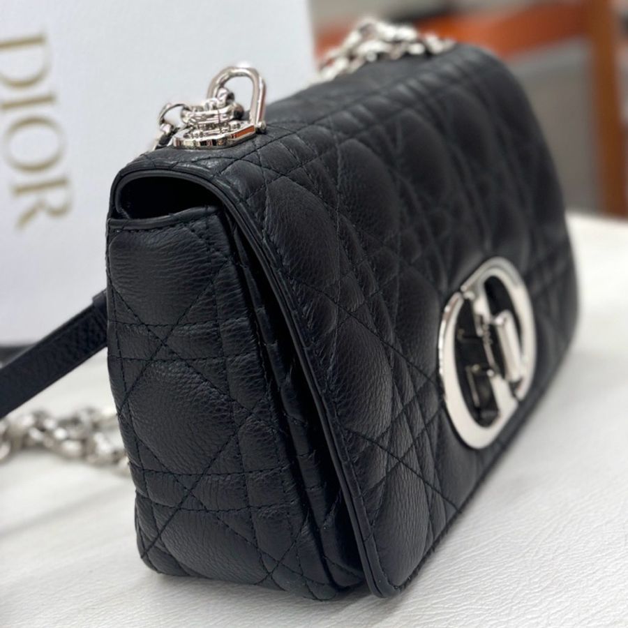 【近新閒置品】迪奧 Dior 黑銀荔面牛皮小號Caro,24年編碼-3