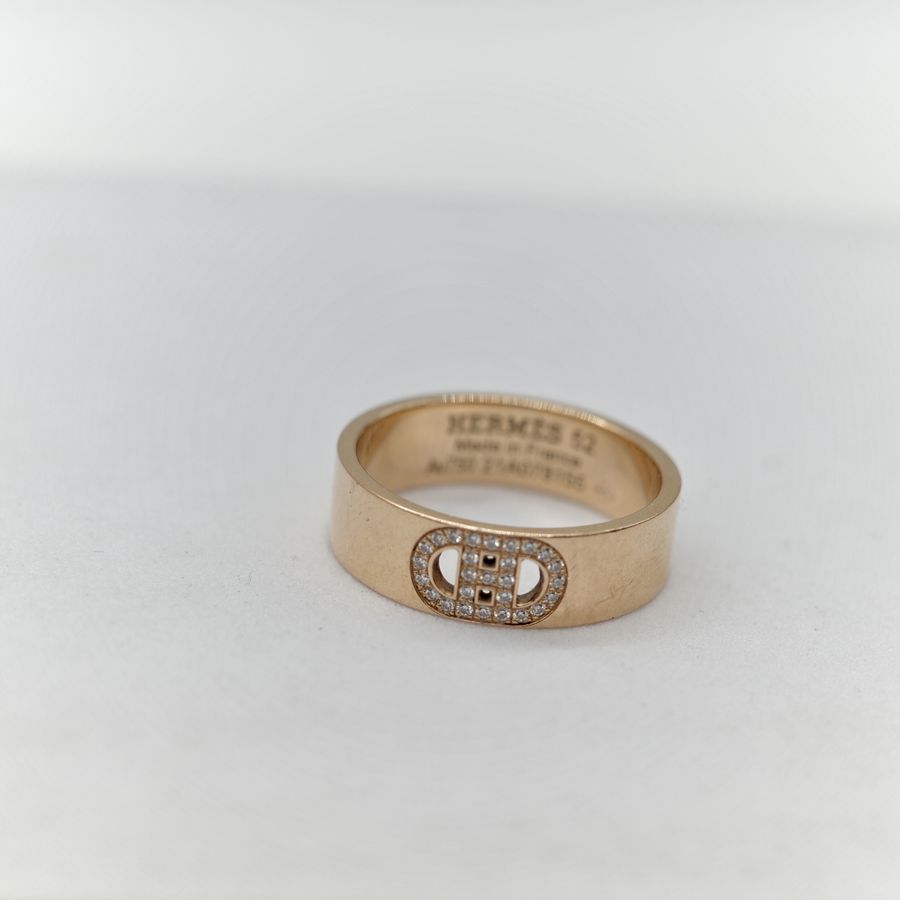 Hermès 愛馬仕 18K 金 H D'Ancre 鑽石 戒指 52 號-8