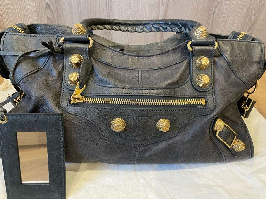 Balenciaga 巴黎世家 Giant Work 灰藍色機車包-3