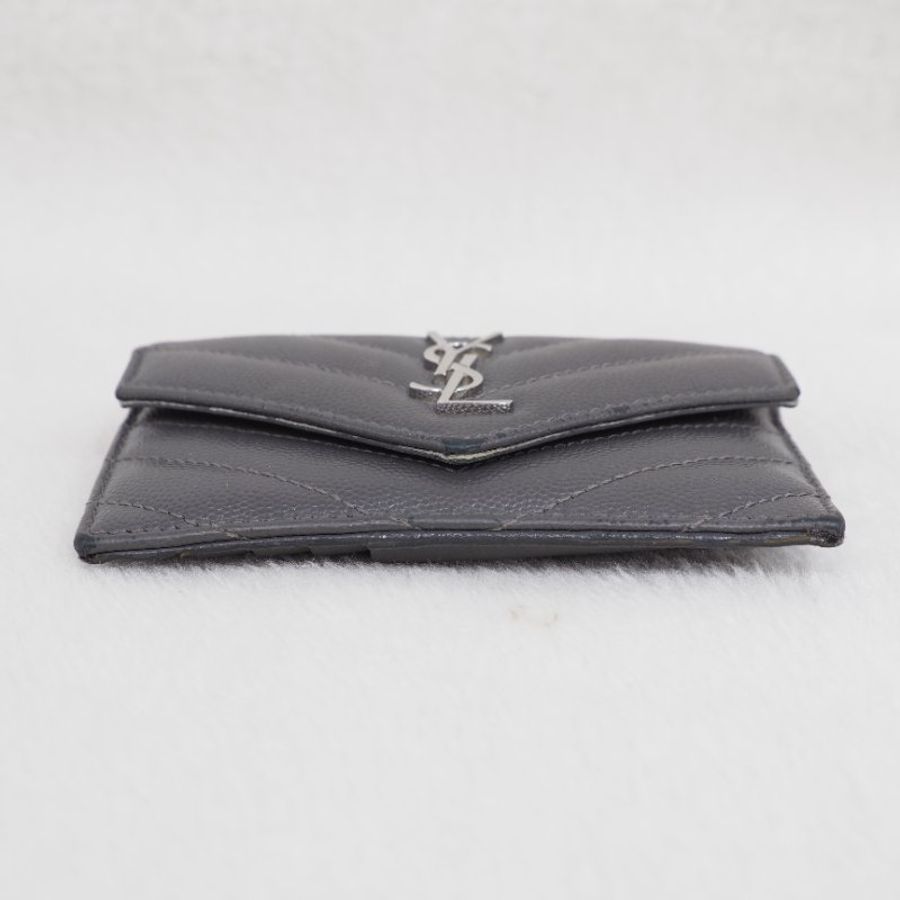 YSL 深灰色銀色卡包-3