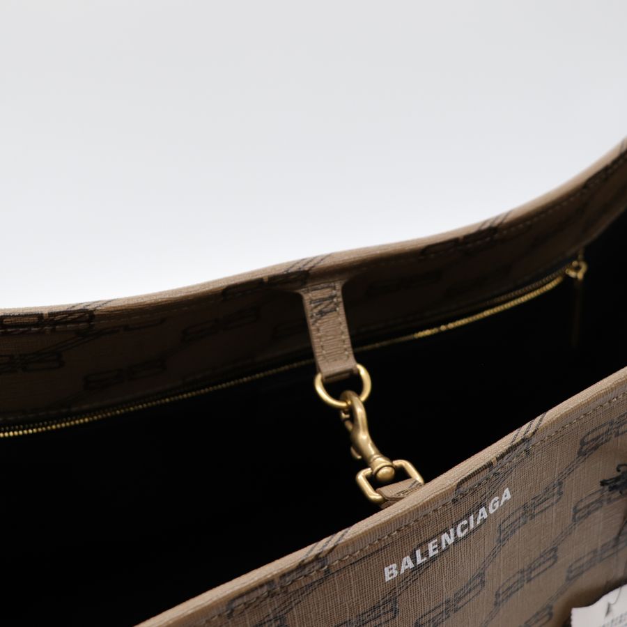 Balenciaga 巴黎世家 棕色 PVC 經典花紋 托特包 單肩包-5