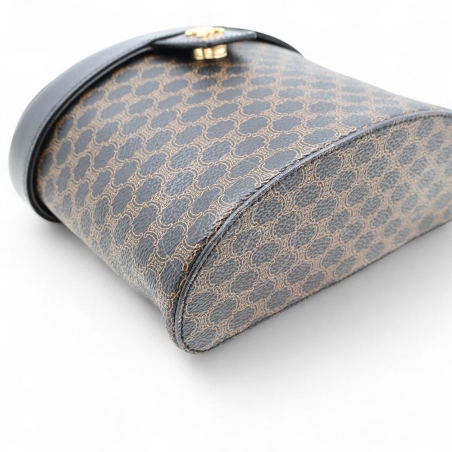 中古 Celine 賽琳 復古黑色 Macadam老花圖案 小手袋 化妝箱-11