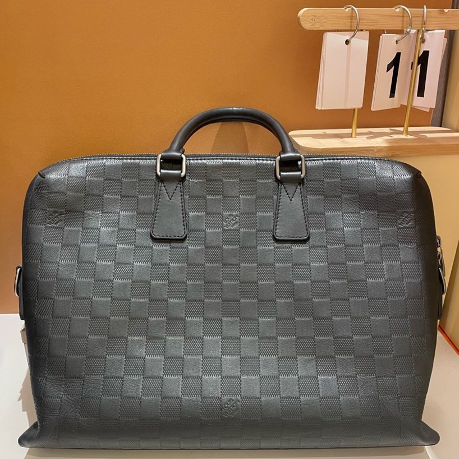 Louis Vuitton 路易威登 經典黑色棋盤格公文包40x39x16-1