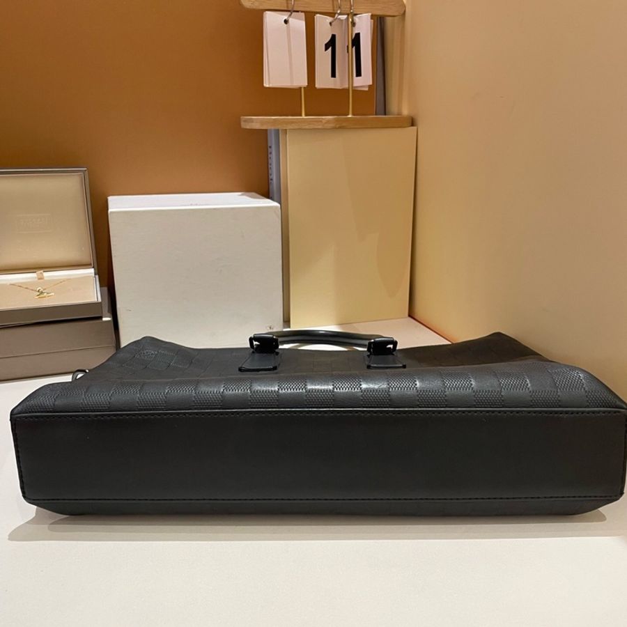 Louis Vuitton 路易威登 經典黑色棋盤格公文包40x39x16-3