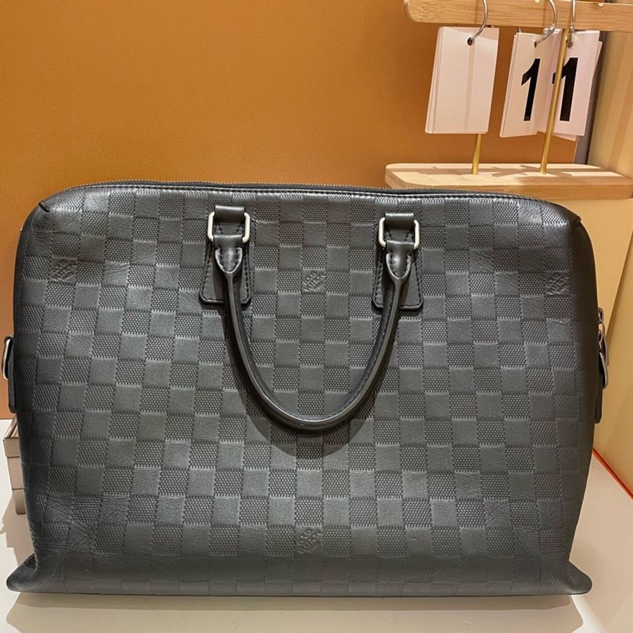 Louis Vuitton 路易威登 經典黑色棋盤格公文包40x39x16-6