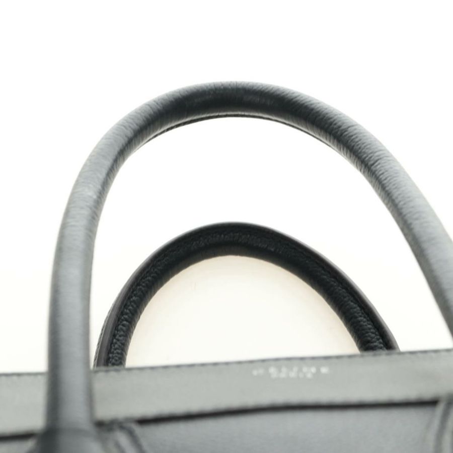 【日本直送】CELINE Luggage 迷你手提包,黑色銀色真皮,正品,貨號 180490SAM-7