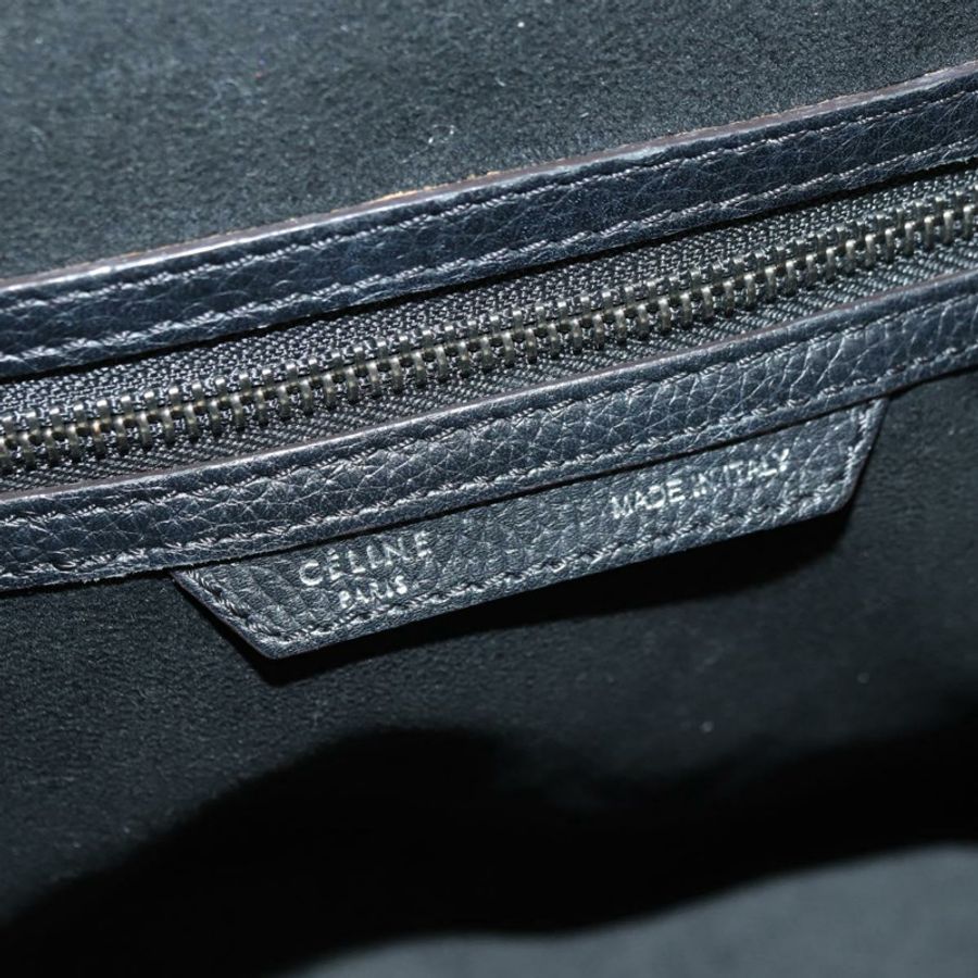 【日本直送】CELINE Luggage 迷你手提包,黑色銀色真皮,正品,貨號 180490SAM-18