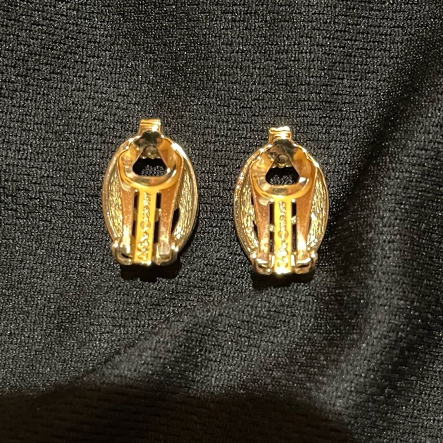 Christian Dior VINTAGE 金色CD水鑽耳環-12