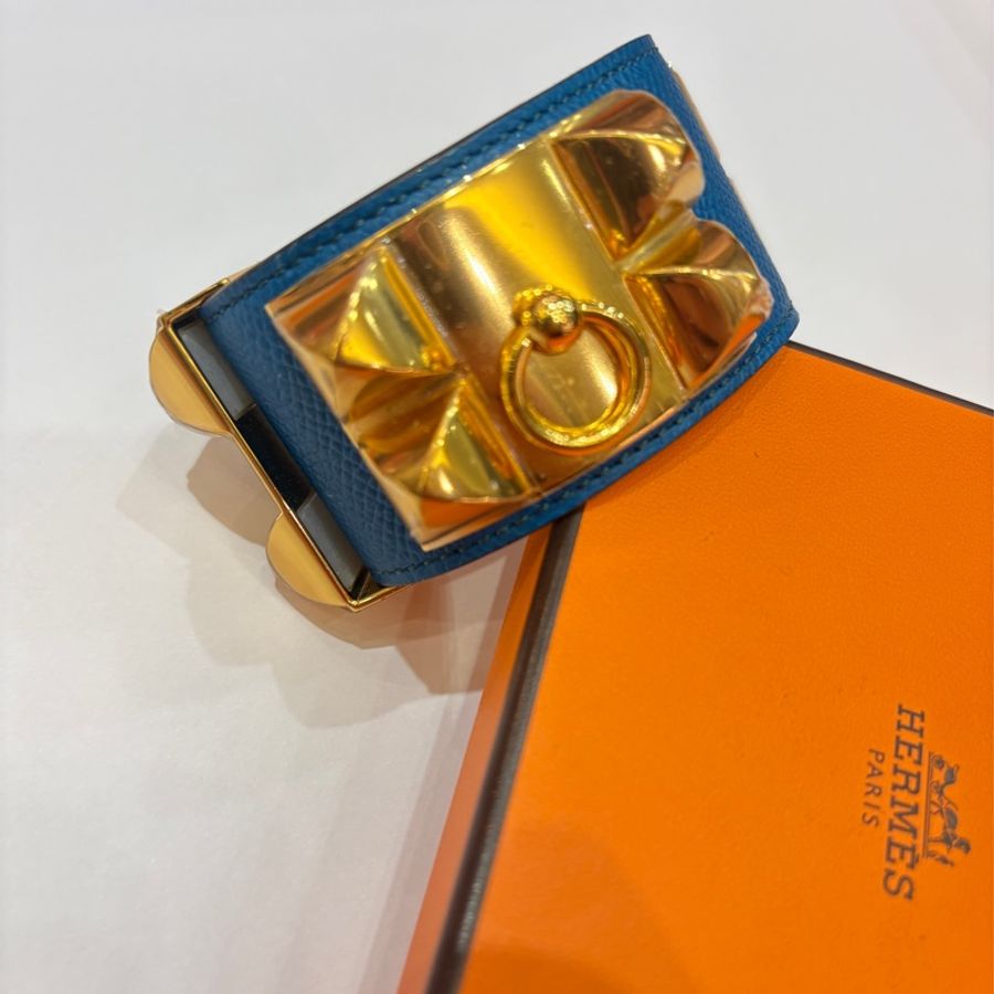 Hermes 基本款 藍金鉚釘 CDC手環-5