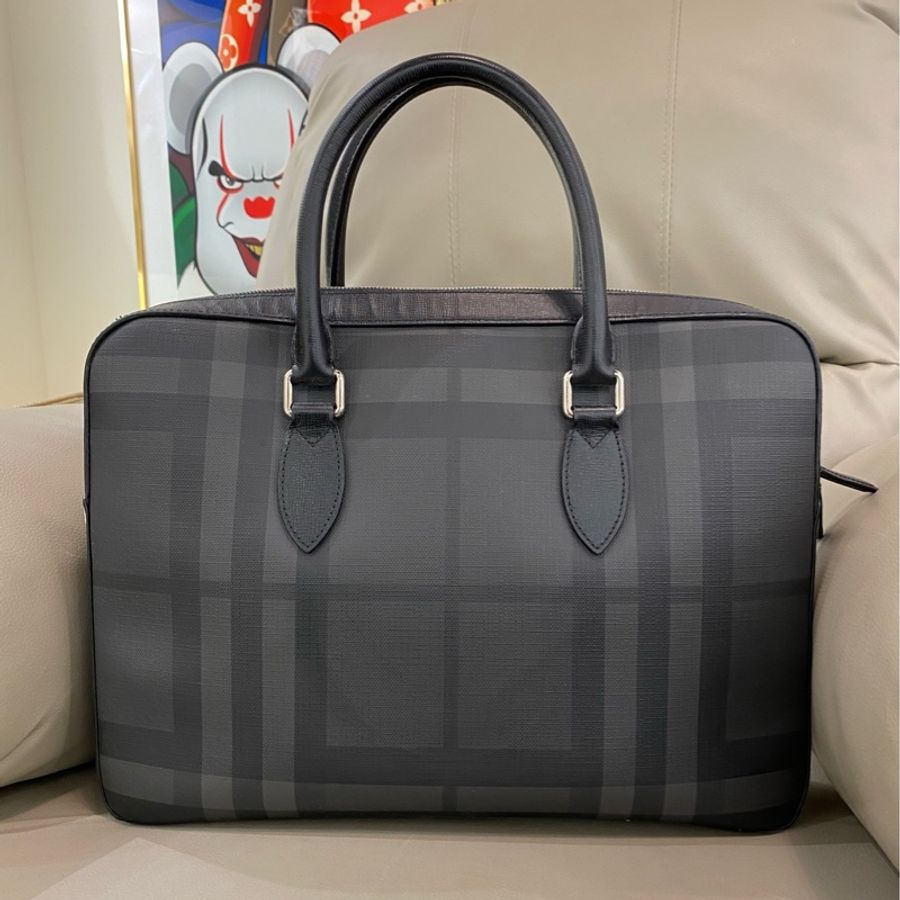 Burberry 博柏利 London 經典格紋公文包 手提單肩斜挎包 PVC拼皮革 百搭實用-1