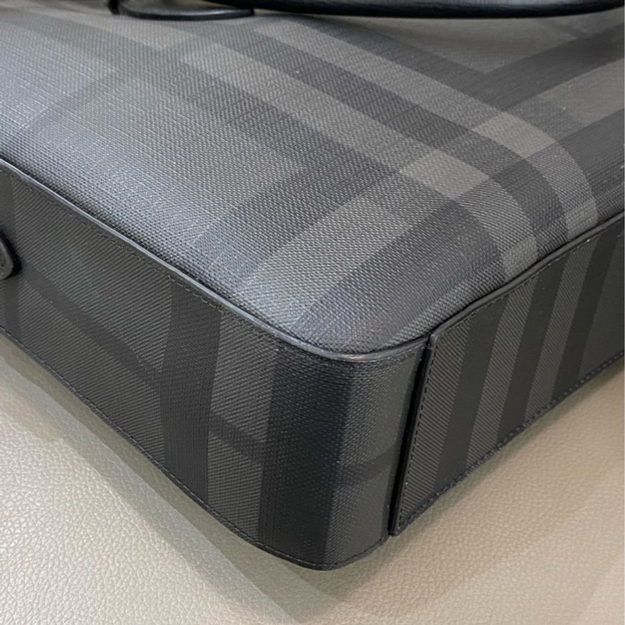 Burberry 博柏利 London 經典格紋公文包 手提單肩斜挎包 PVC拼皮革 百搭實用-5
