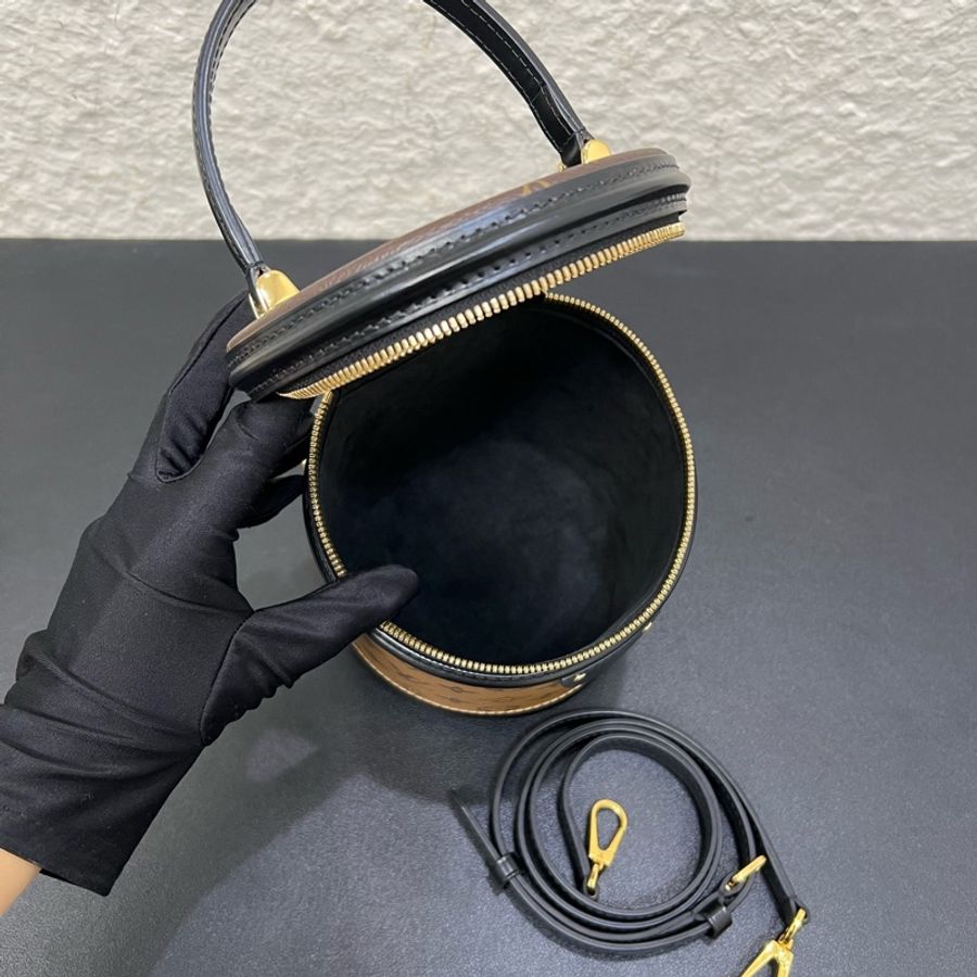 98新芯片款LV路易威登cannes發財桶 雙色拼接老花-9