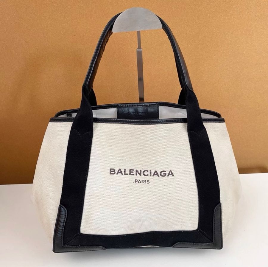 巴黎世家Balenciaga黑白熊猫拼色帆布托特包小號-6
