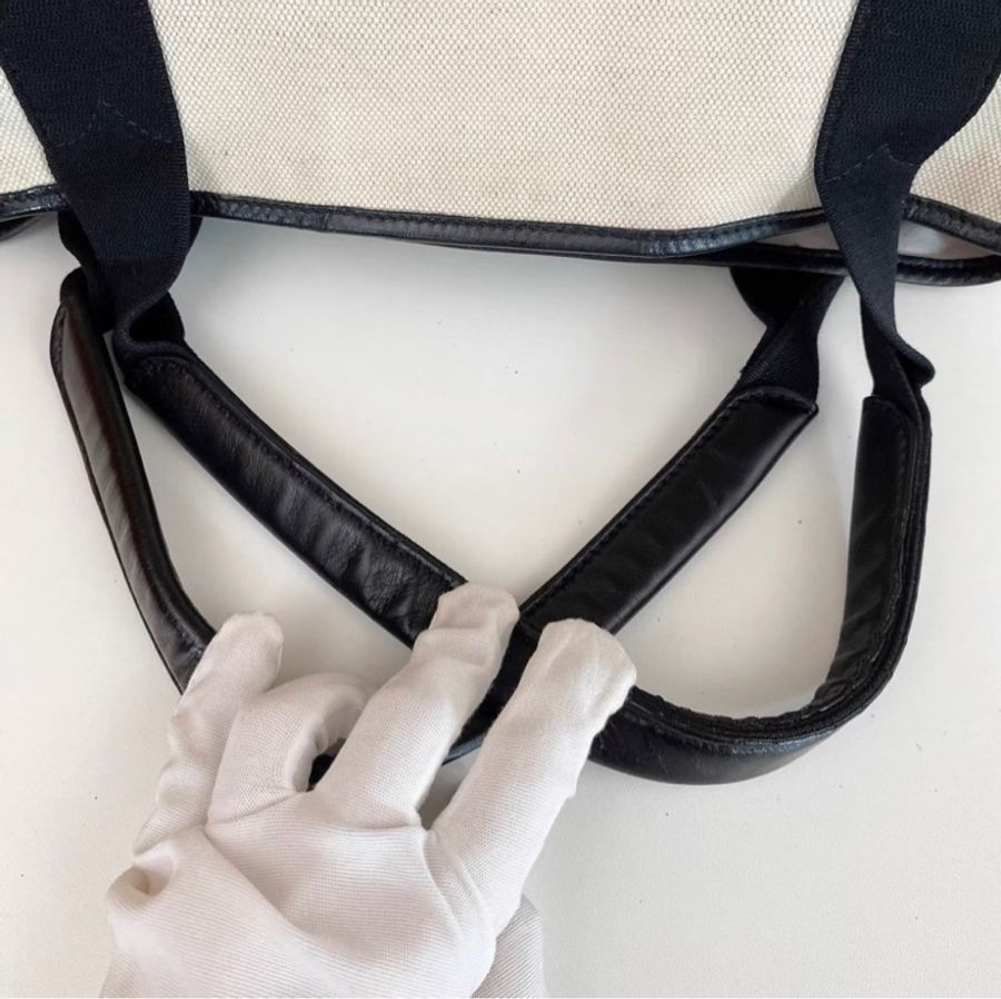巴黎世家Balenciaga黑白熊猫拼色帆布托特包小號-10