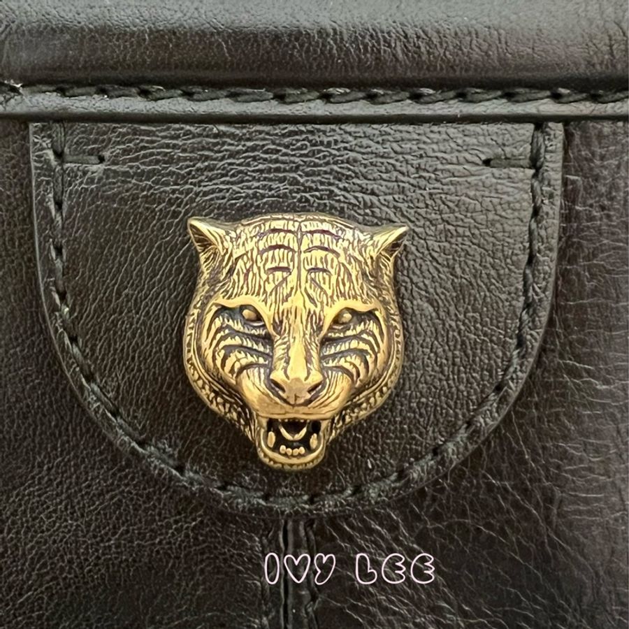 Gucci Libelle 兩用皮革手提包 斜背包 516459 黑色 金 虎頭 正品 二手精品-3