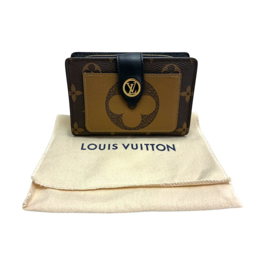 棕色 原花帆布 Juliette 扣式短夾【LOUIS VUITTON LV 路易威登】 M69432-6