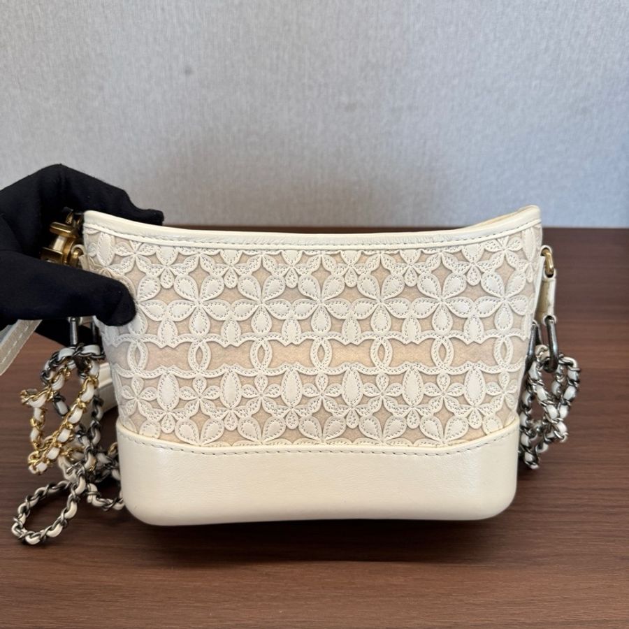 99新✨Chanel香奈兒19K流浪包小號雪地系列白色蕾絲鏤空字母寬肩帶鏈條包單肩包斜背包❤️正品-1