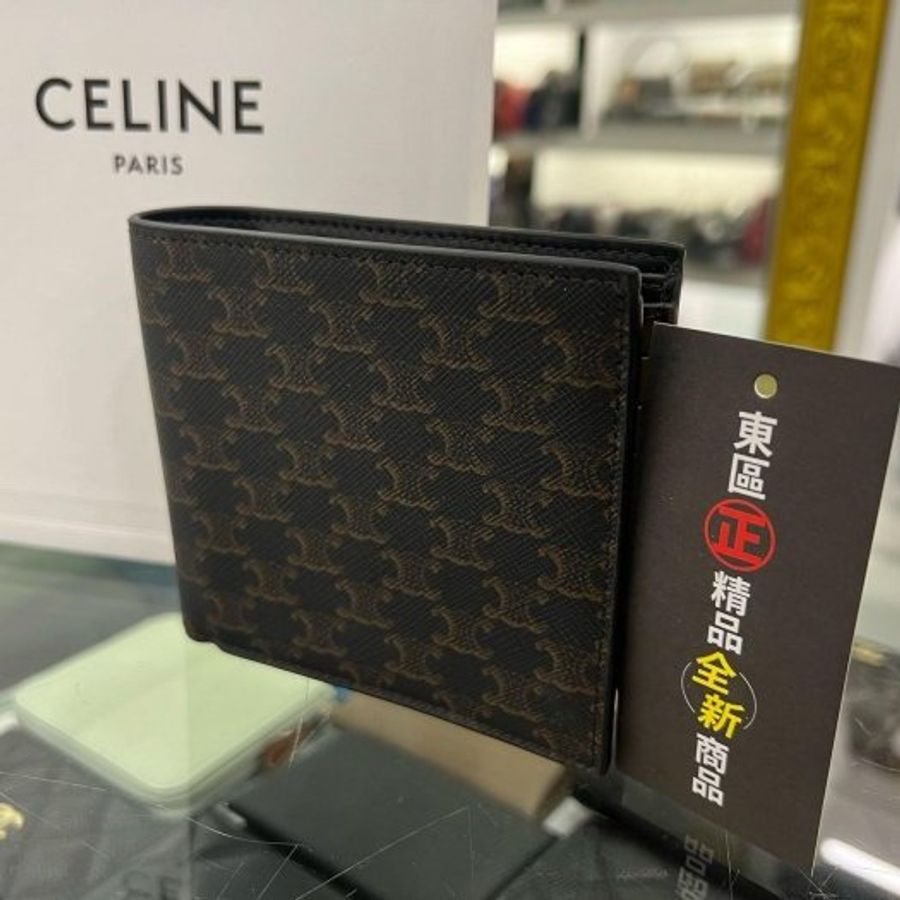 東區正精品㊣CELINE TRIOMPHE 10B652BQB 全新老花凱旋門8卡短夾皮夾 RZ5096-1