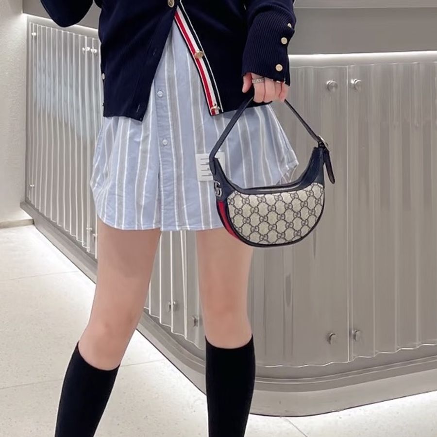 GUCCI古馳OP系列老花迷你月牙碗豆餃子腋下包🫛🥟-34