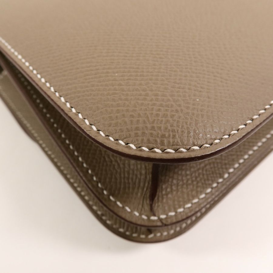 HERMES Epsom皮革Constance Mini肩背袋Etoupe-15
