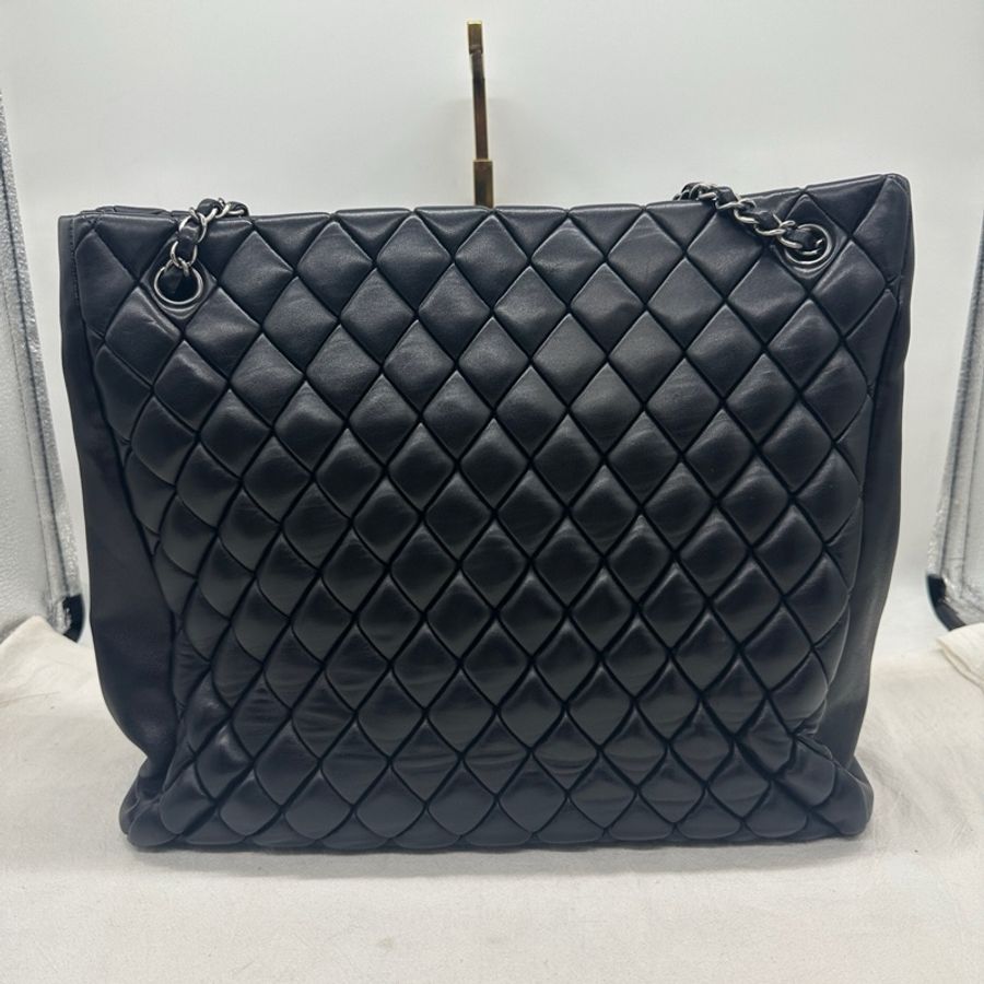 香奈儿/Chanel 黑银菱格纹托特单肩包-1