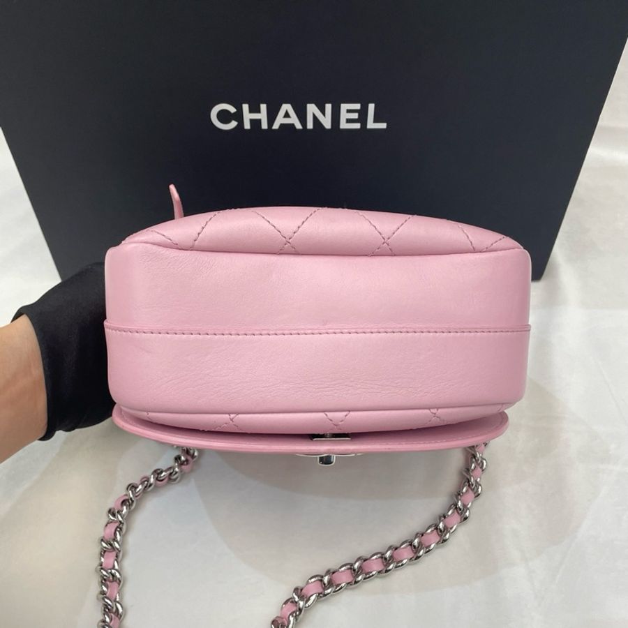 Chanel香奈兒 粉色翻蓋手柄郵差包 23開有卡-2