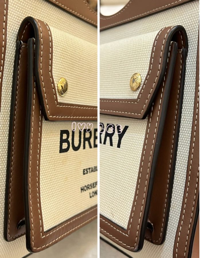 BURBERRY Pocket 80393611 雙色帆布皮革 斜背包 肩背包 正品 二手精品-11