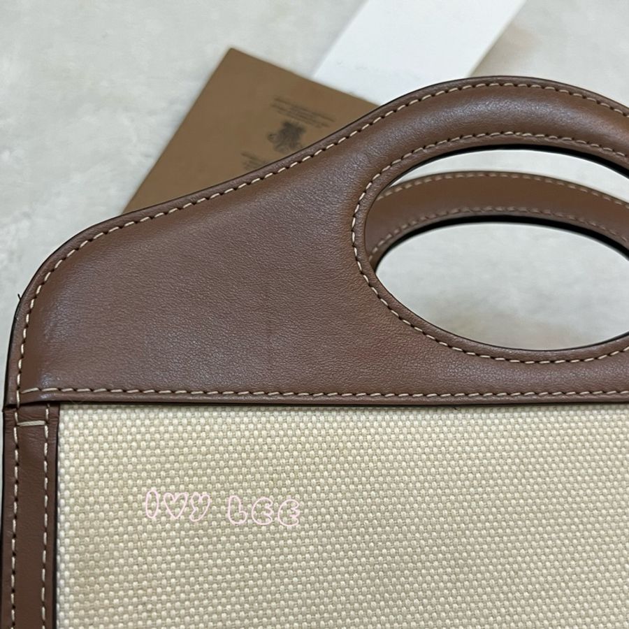 BURBERRY Pocket 80393611 雙色帆布皮革 斜背包 肩背包 正品 二手精品-25