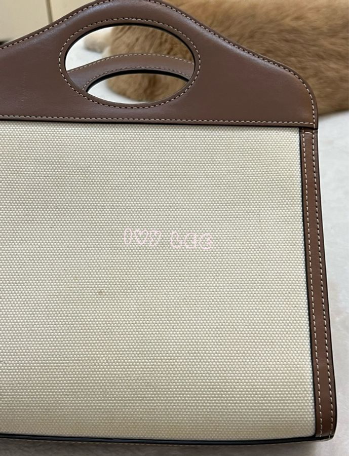 BURBERRY Pocket 80393611 雙色帆布皮革 斜背包 肩背包 正品 二手精品-28
