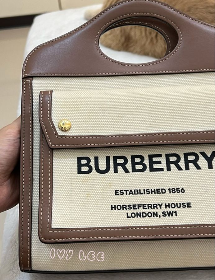 BURBERRY Pocket 80393611 雙色帆布皮革 斜背包 肩背包 正品 二手精品-29