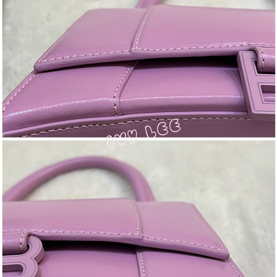 BALENCIAGA 巴黎世家 Hourglass B logo 二用沙漏包 593546-粉紫 斜背包 正品 二手精品 s-15