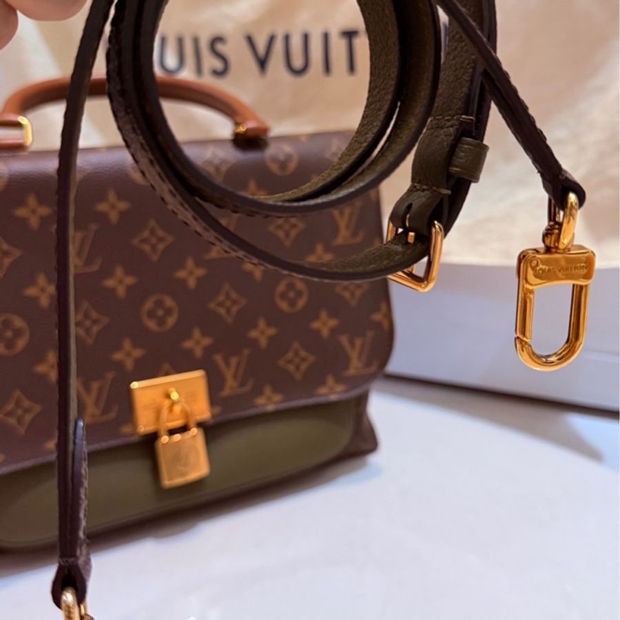 Louis Vuitton Marignan 經典老花與卡其綠色皮革LV M44800 拼接的兩用郵差包LV包包-1
