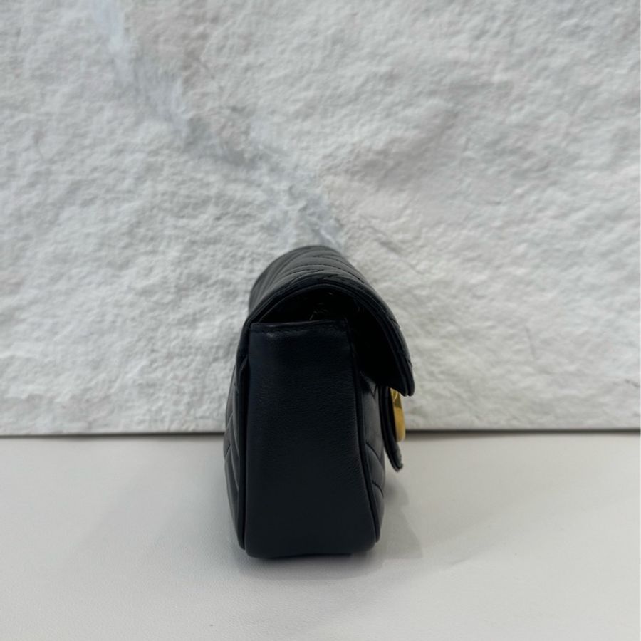 Gucci 古馳 黑金 marmont 馬蒙 mini 有龍蝦扣 鏈條包 原始成色-3