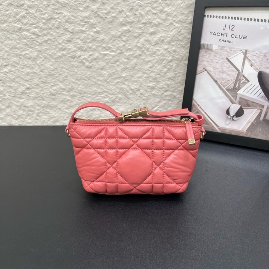 99新Dior迪奧Travel Nomad粉色藤格紋mini手提飯盒包-0