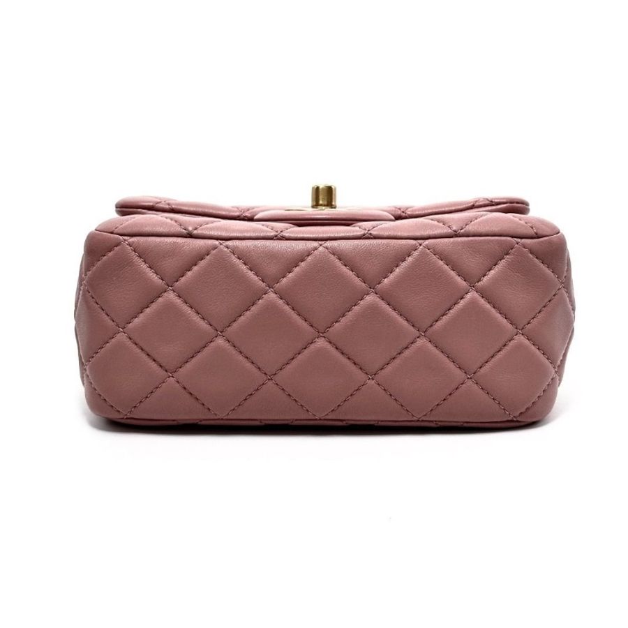 CHANEL 乾枯玫瑰粉金金球方胖子肩背斜背包17*12*7 9新 配件塵袋-4