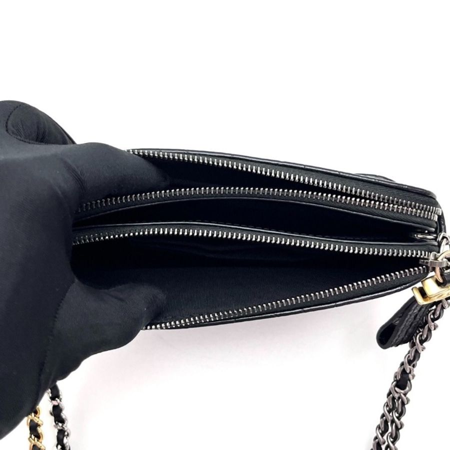CHANEL 黑金鱷魚壓紋mini流浪肩背斜背包18*11*5.5 9新 配件盒子 塵袋-3