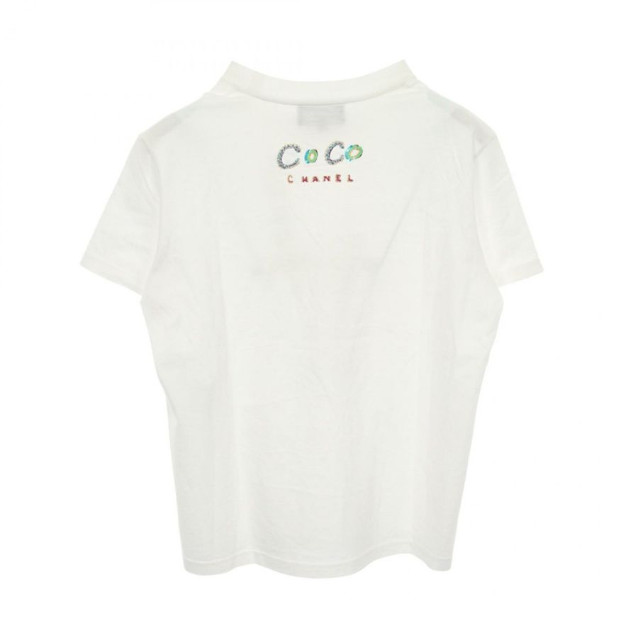 香奈兒 Pharrell Williams Logo T卹 #XS P61052K46833 純棉 白色 二手 CC-1