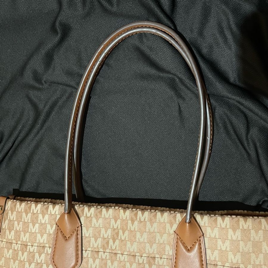 MICHAEL KORS Tote金釦滿版老花棕大托特包MK(39x15x31)-24