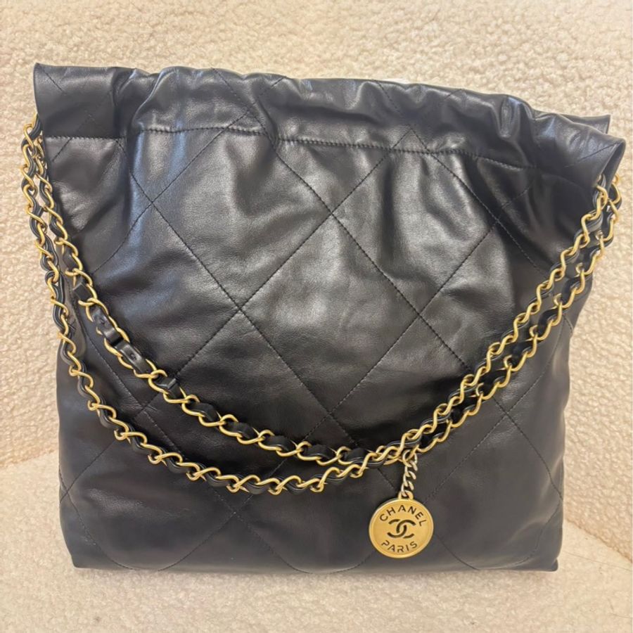 Chanel 22 Bag 黑金小號 芯片款 近乎全新-5