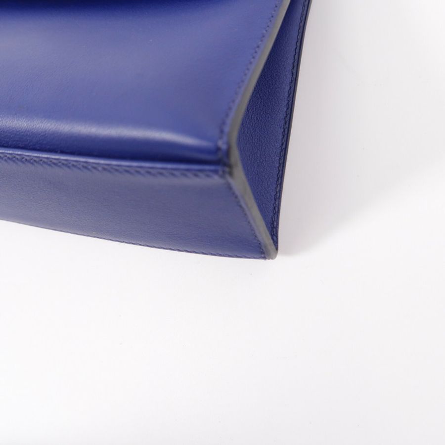 HERMES Swift皮革Kelly Pochette手挽袋Bleu Saphir-11