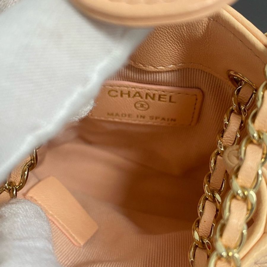 ️CHANEL 22C Mini Hobo 橘粉色 10x10x4 98新配件塵袋-7