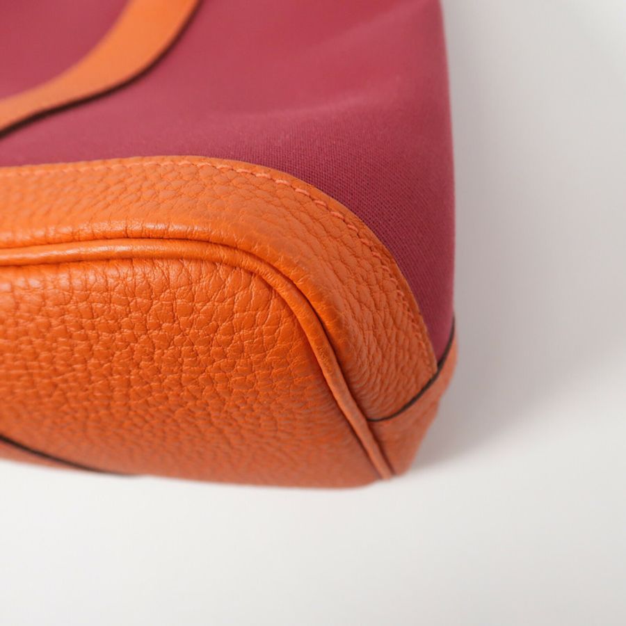 HERMES 帆布Garden Party TPM手挽袋Rough Grenat/Poppy-8