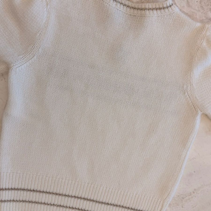 Christian Dior 迪奧上衣 cashmere 羊毛針織 幸運星 奶油白 聖誕特別款短袖上衣-6