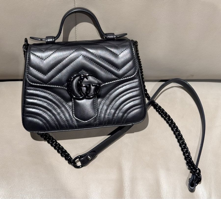 Gucci • 經典Marmont So Black 全黑馬蒙郵差包-1