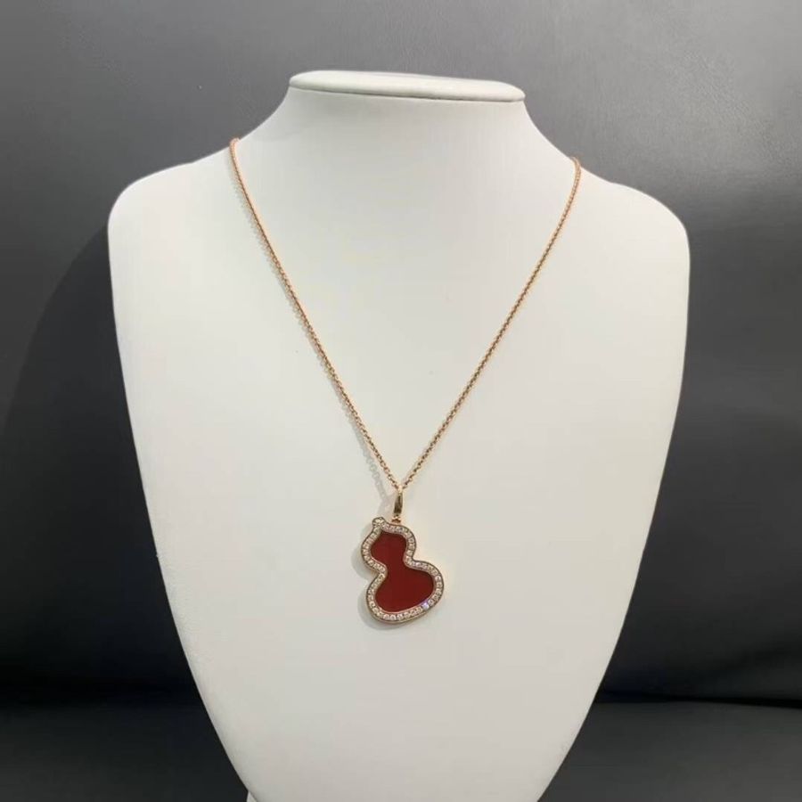 )Qeelin 麒麟 Wulu 系列玫瑰金大號紅瑪瑙葫蘆吊墜項鍊,尺寸 26×18mm,2024年購入-0